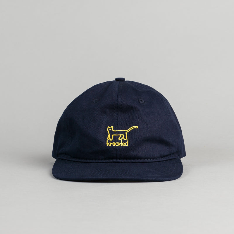Krooked Kat Embroidered Cap in Navy