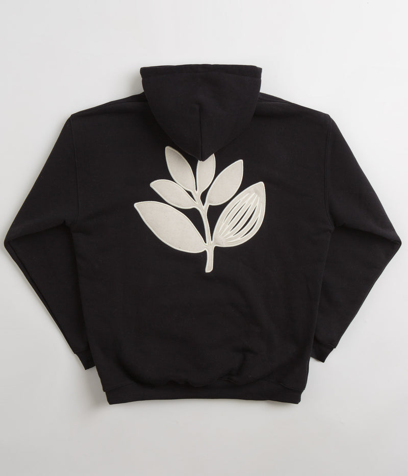 Magenta Cord Plant Hoodie in Black