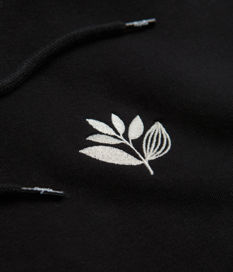 Magenta Cord Plant Hoodie in Black