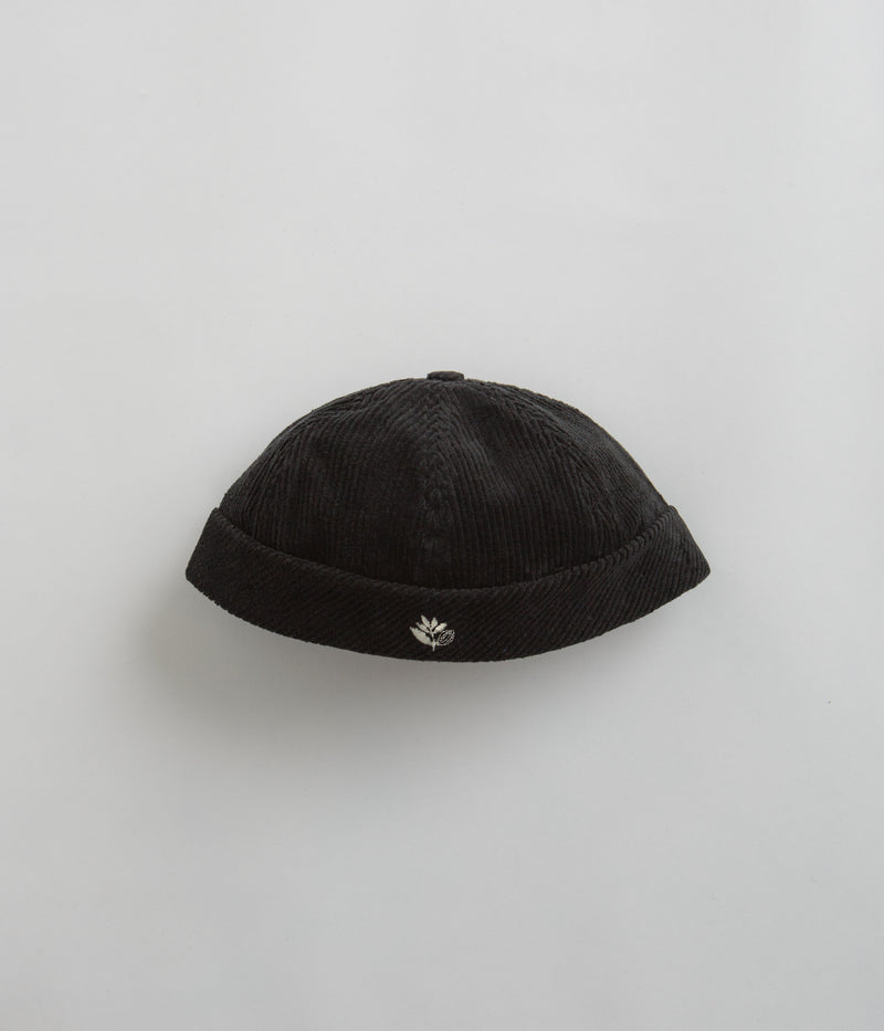 Magenta Cord Sailor Beanie in Black