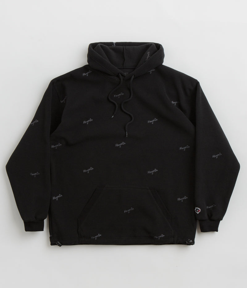 Magenta Loop Fleece Hoodie in Black