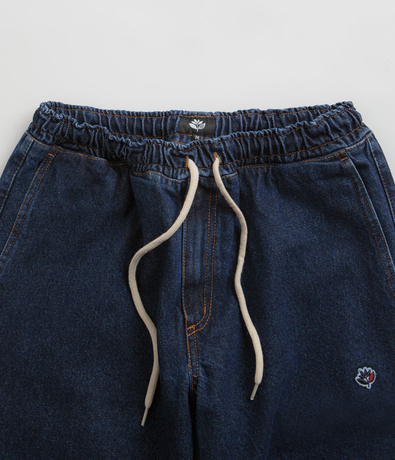 Magenta Loose Pants in Blue Denim