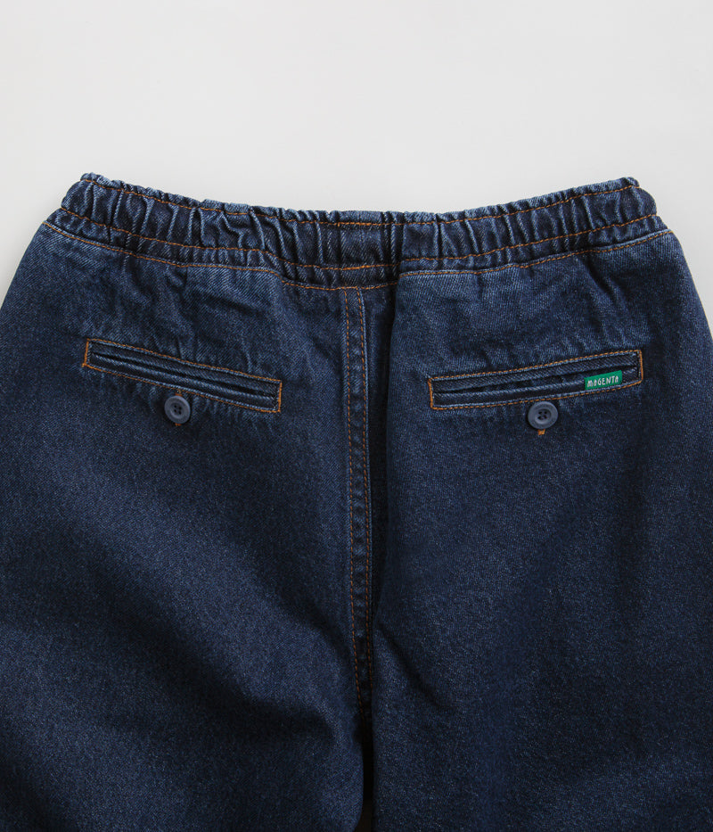 Magenta Loose Pants in Blue Denim