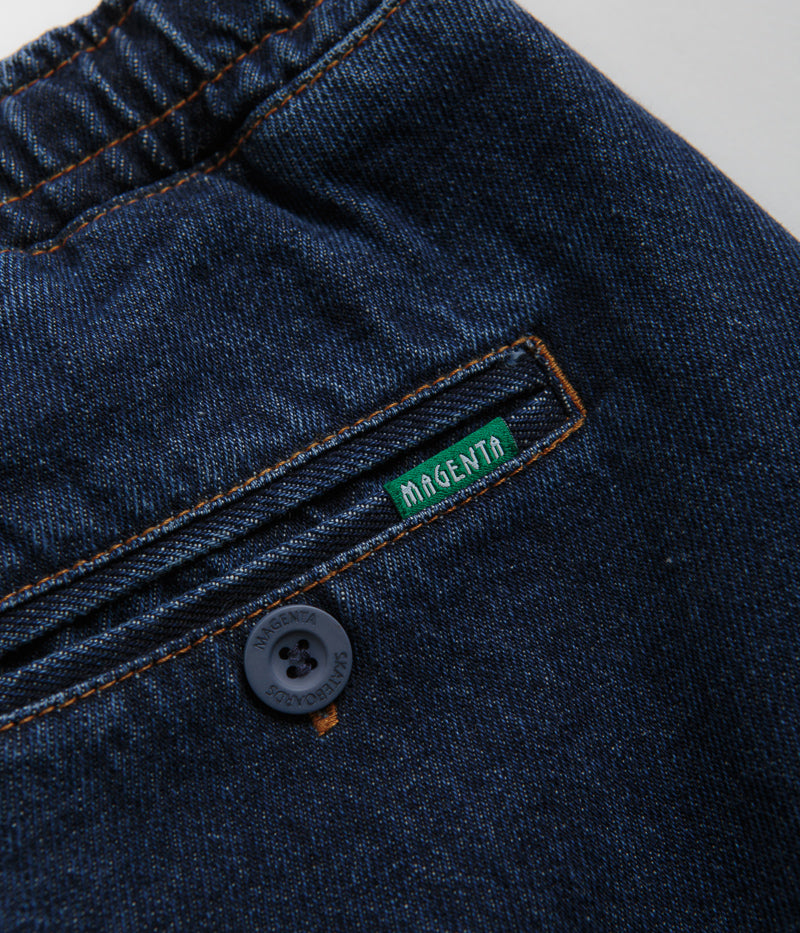Magenta Loose Pants in Blue Denim