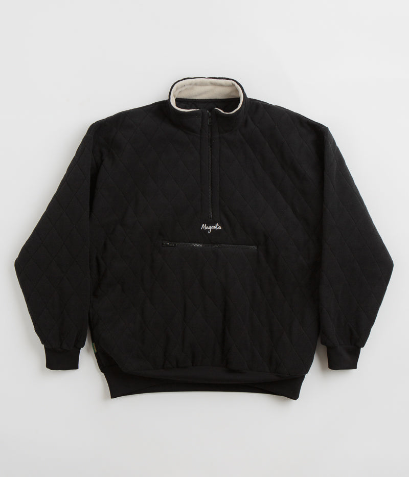 Magenta Lunar Quilted High Neck Sweatshirt in Black