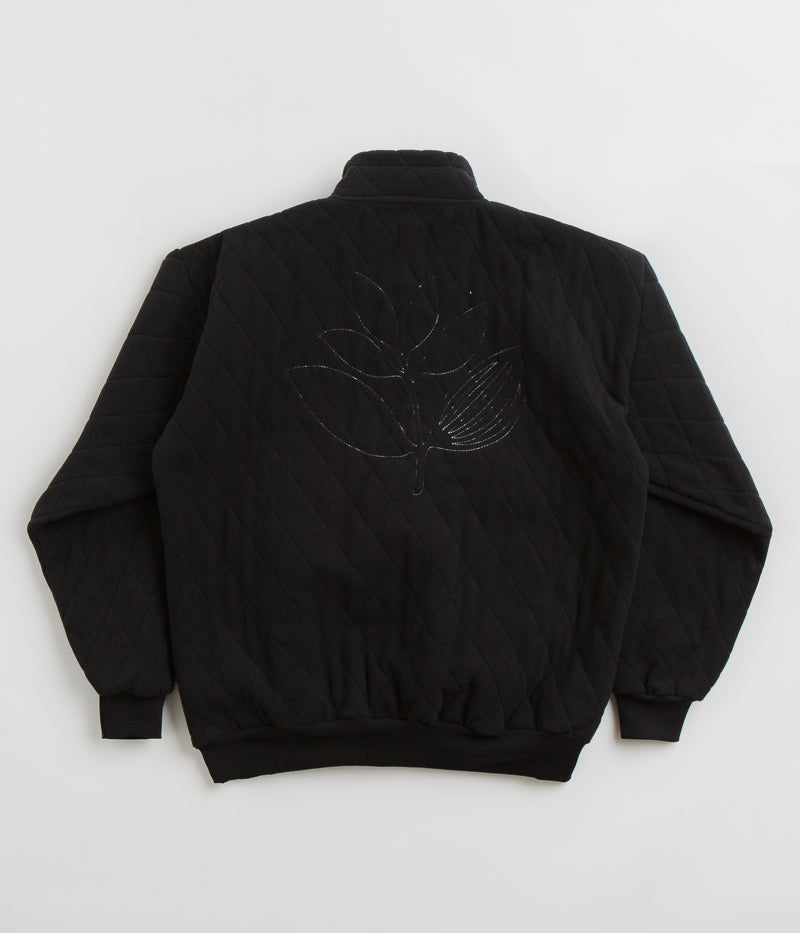 Magenta Lunar Quilted High Neck Sweatshirt in Black