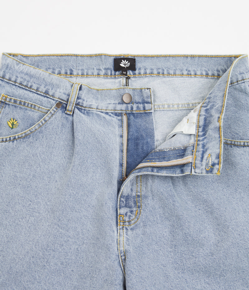 Magenta OG Denim Long Shorts in Washed Blue