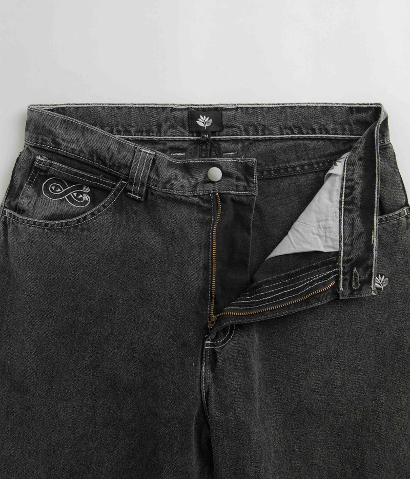 Magenta OG Stitch Jeans in Distressed Black Denim