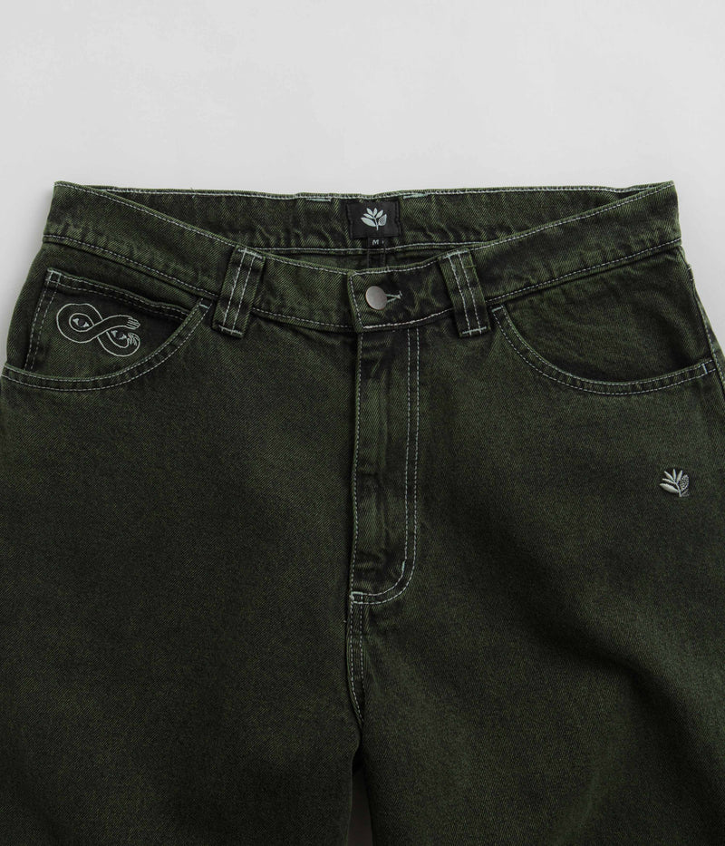 Magenta OG Stitch Jeans in Green Denim