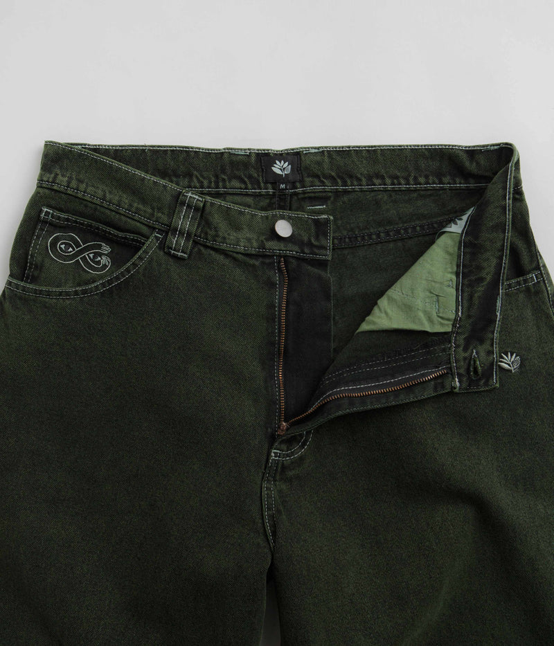 Magenta OG Stitch Jeans in Green Denim
