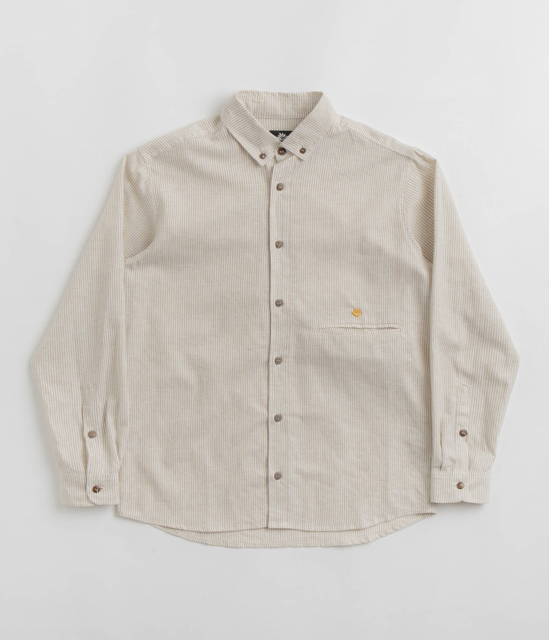 Magenta Oxford Striped Shirt in Beige