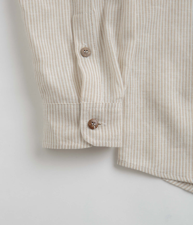 Magenta Oxford Striped Shirt in Beige