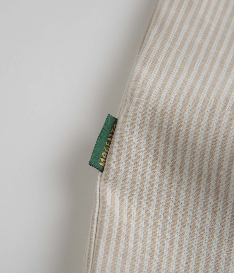 Magenta Oxford Striped Shirt in Beige