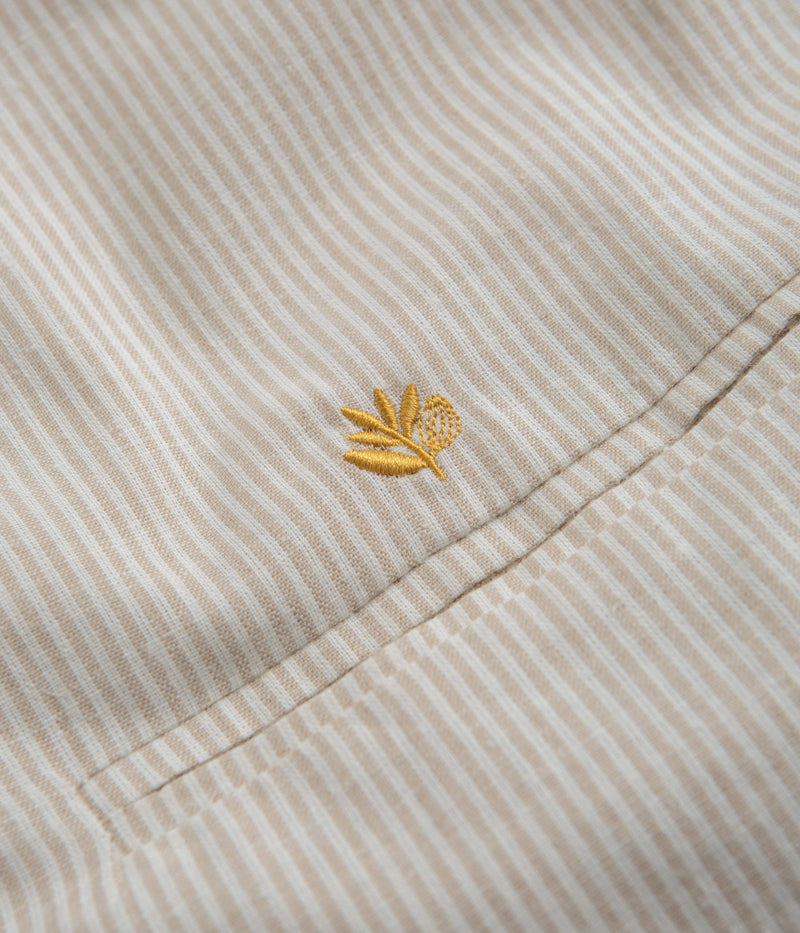 Magenta Oxford Striped Shirt in Beige