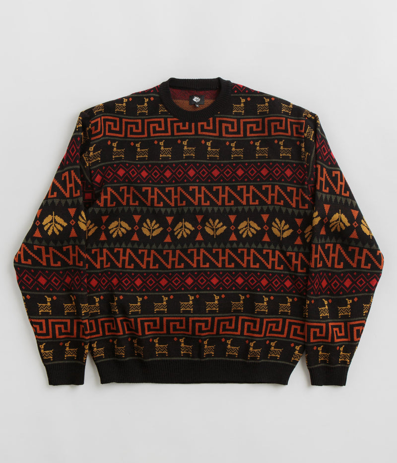 Magenta Peru Knit Crewneck Sweatshirt in Black