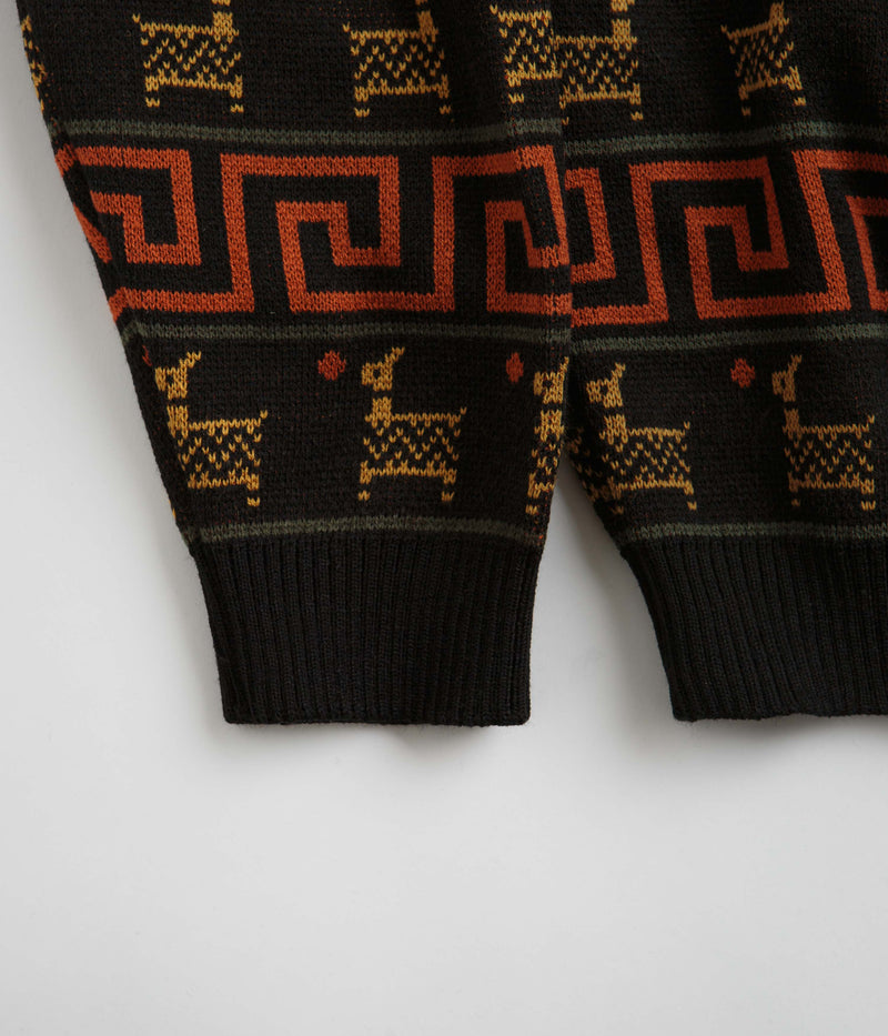 Magenta Peru Knit Crewneck Sweatshirt in Black
