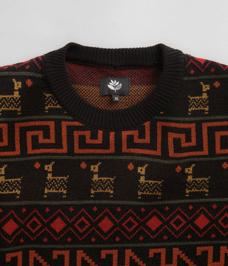 Magenta Peru Knit Crewneck Sweatshirt in Black