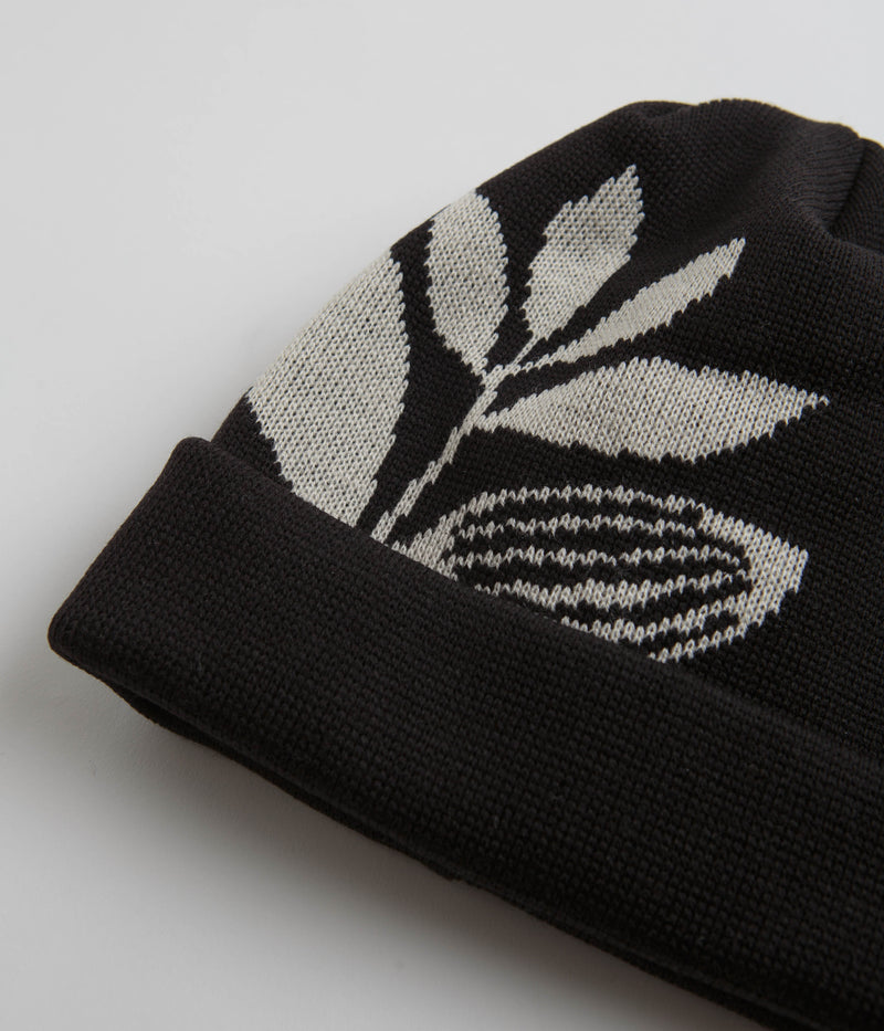 Magenta Plantasia Knit Beanie in Black