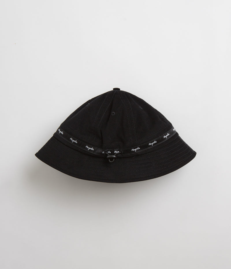 Magenta Script Cord Bucket Hat in Black
