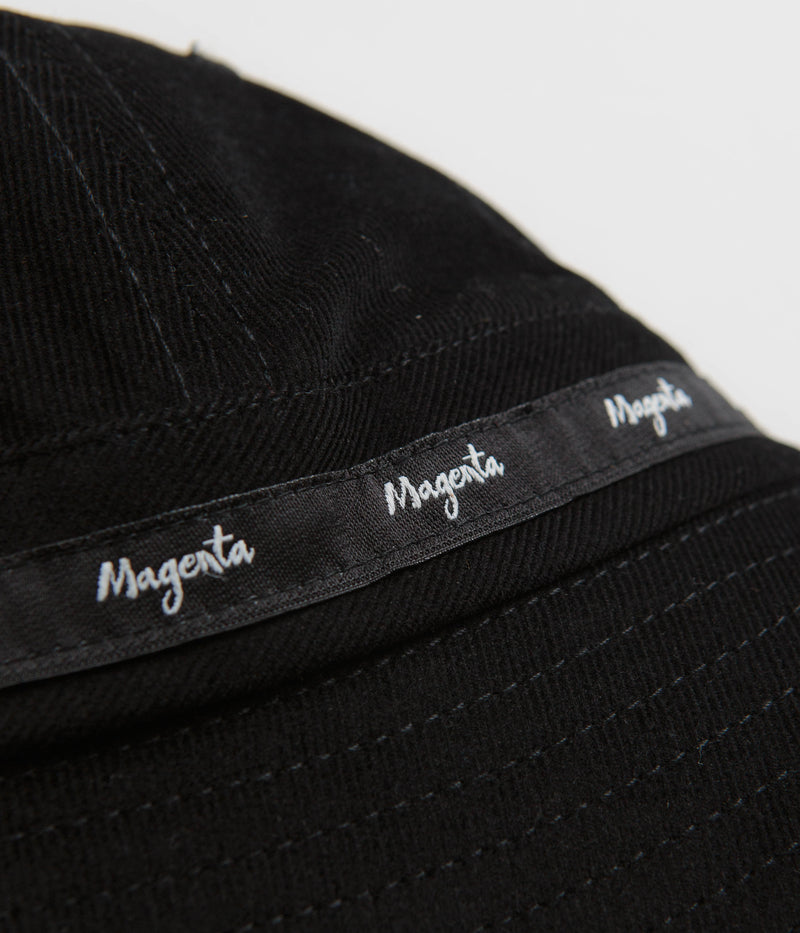 Magenta Script Cord Bucket Hat in Black