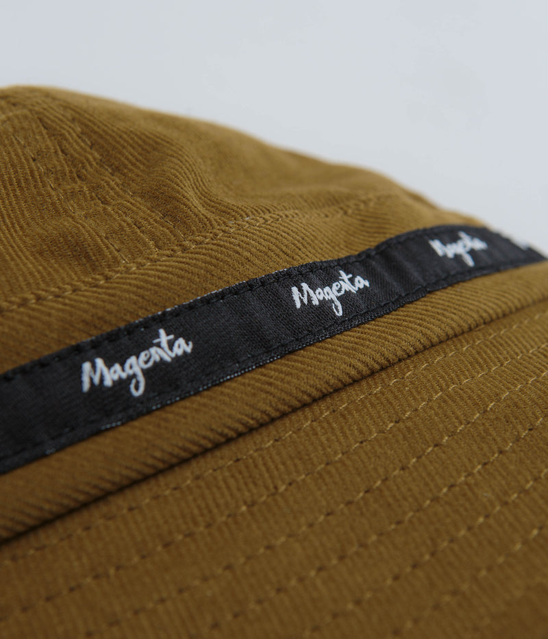 Magenta Script Cord Bucket Hat in Brown