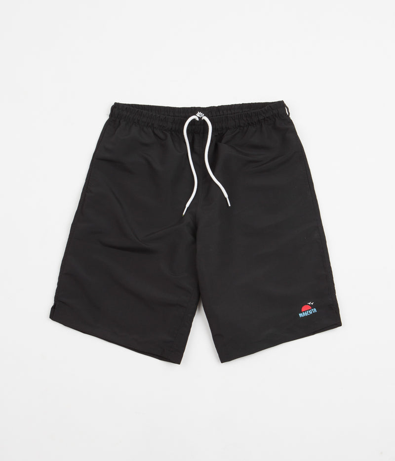 Magenta Sunset Nylon Shorts in Black