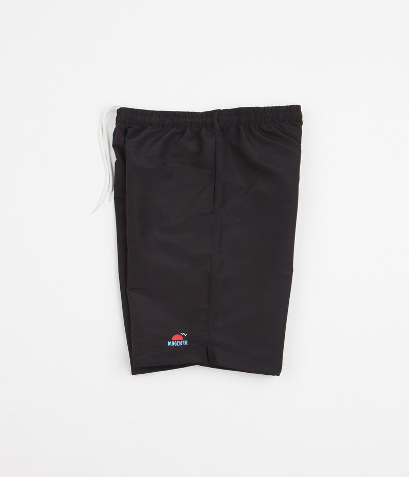 Magenta Sunset Nylon Shorts in Black