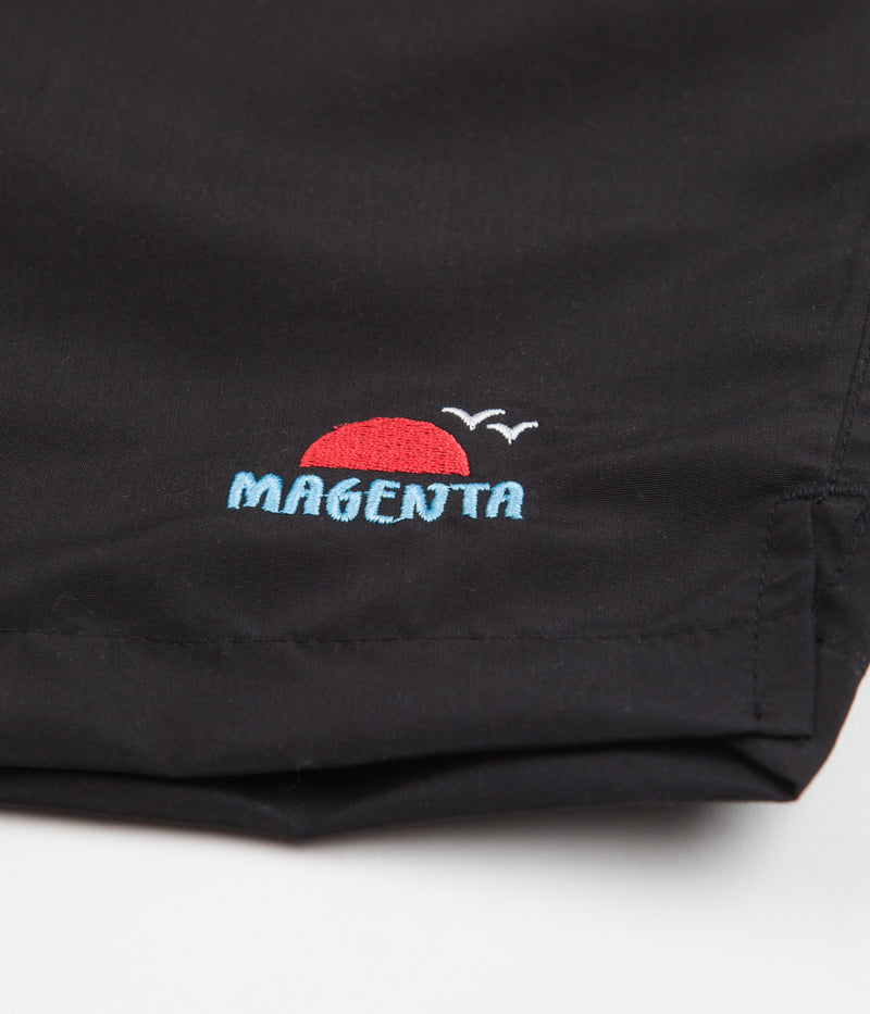 Magenta Sunset Nylon Shorts in Black