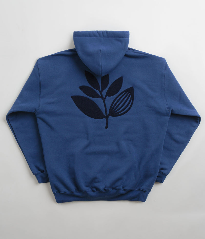 Magenta Terry Plant Hoodie in Ocean Blue