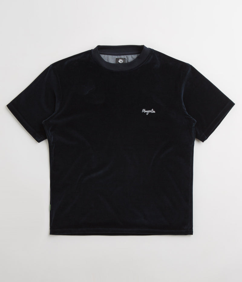 Magenta Velours T-Shirt in Navy