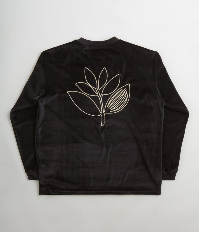 Magenta Velvet Long Sleeve T-Shirt in Black