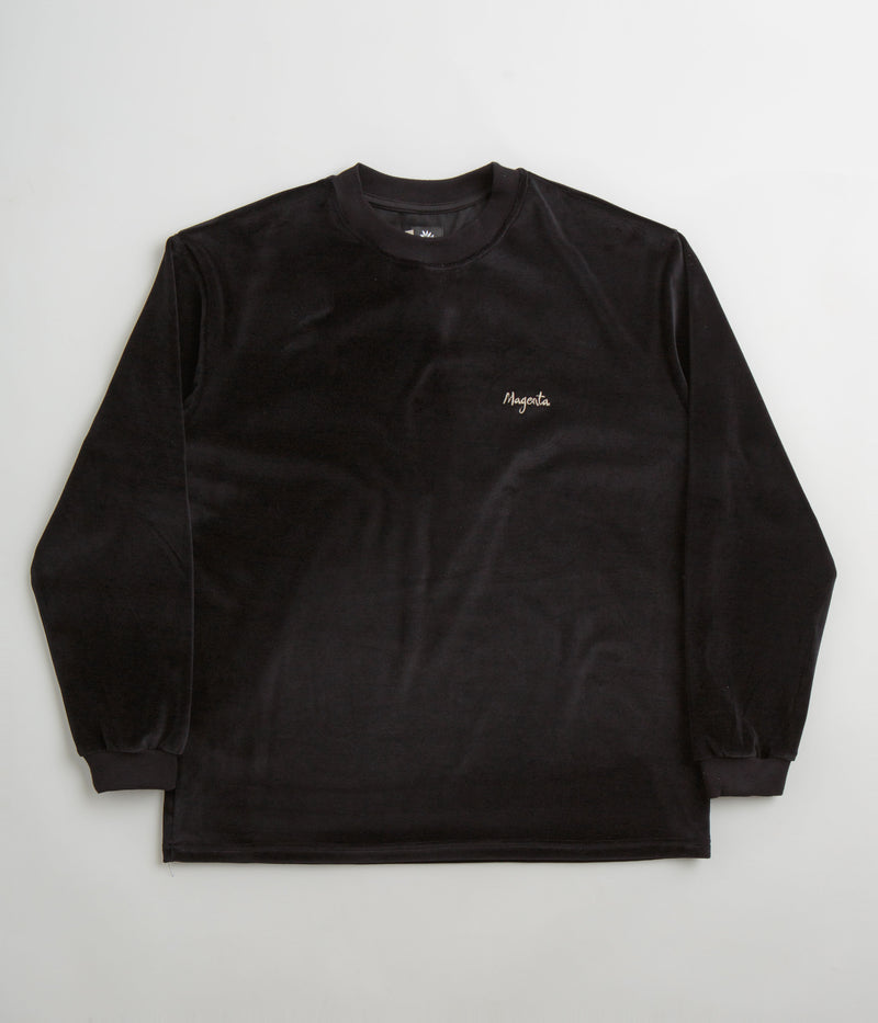 Magenta Velvet Long Sleeve T-Shirt in Black