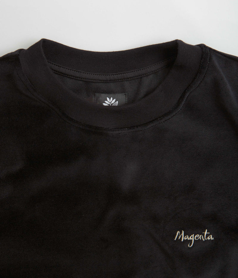 Magenta Velvet Long Sleeve T-Shirt in Black