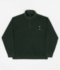 Magenta Waffle Zip Polo Neck Sweatshirt in Green