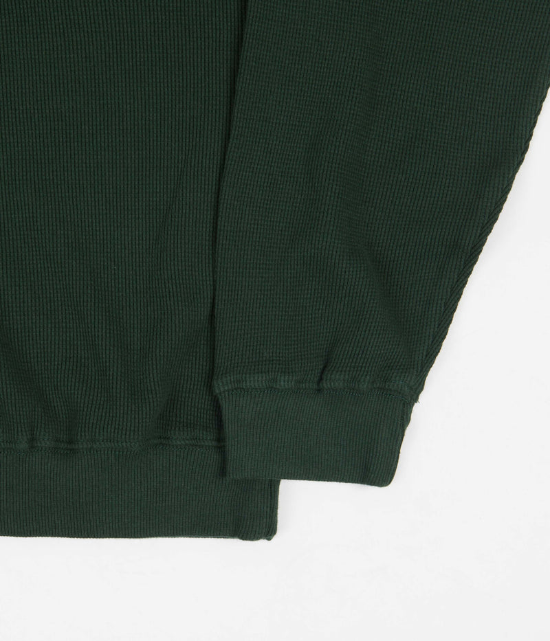 Magenta Waffle Zip Polo Neck Sweatshirt in Green