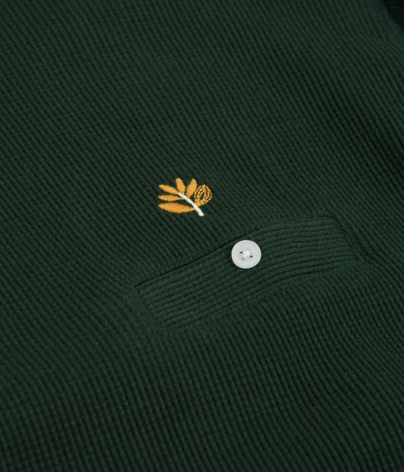 Magenta Waffle Zip Polo Neck Sweatshirt in Green