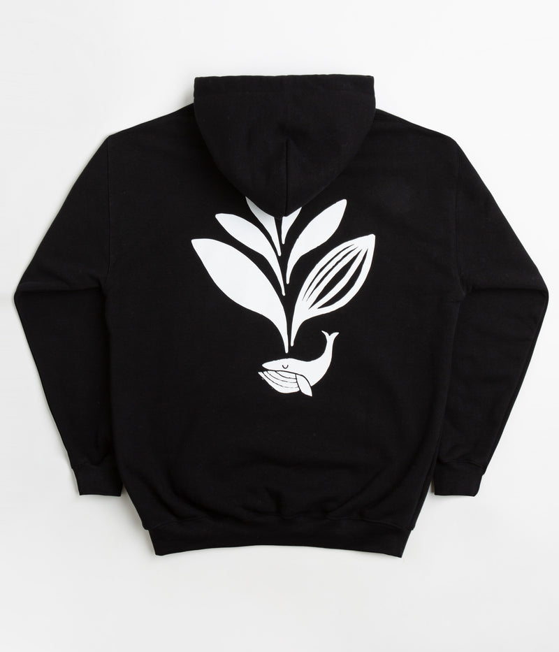 Magenta Whale Plant Hoodie in Black