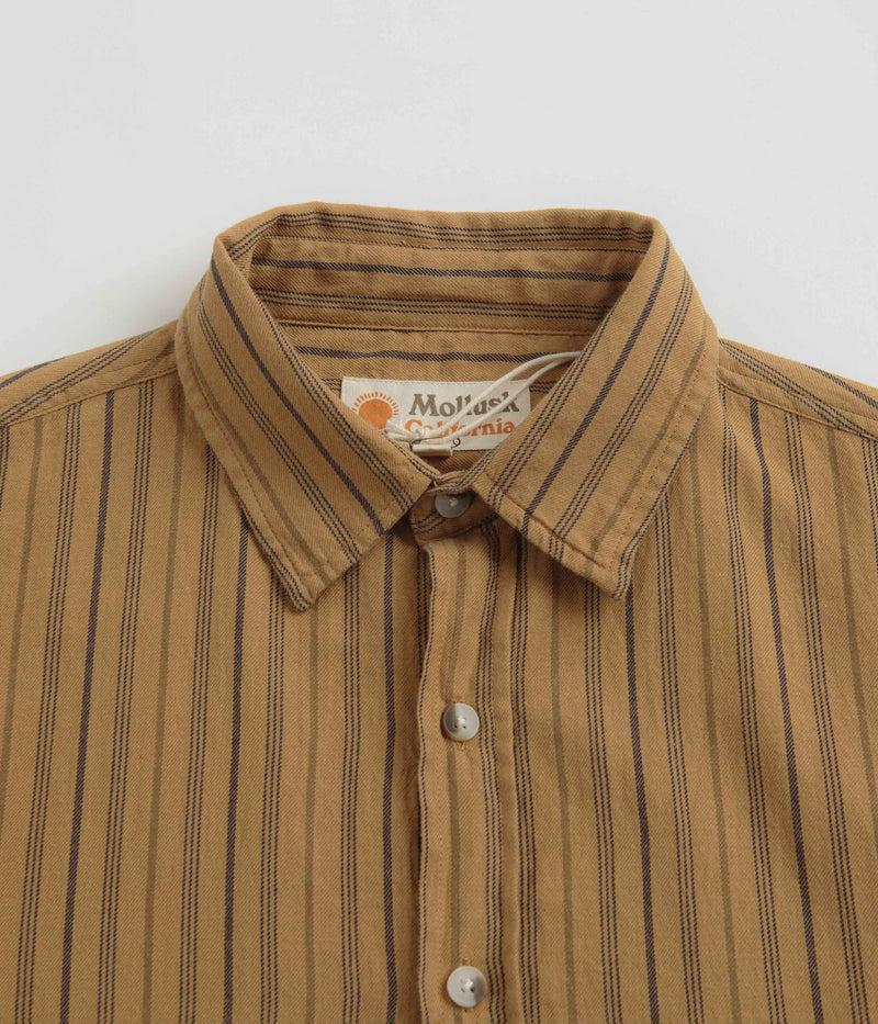 Mollusk Summer Shirt in Tan Earth Stripe