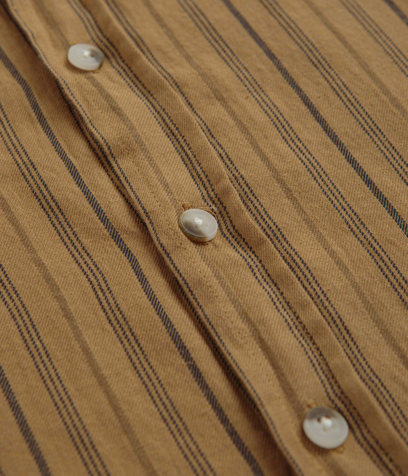 Mollusk Summer Shirt in Tan Earth Stripe