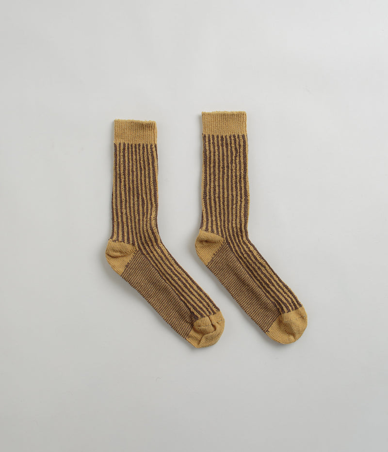 Mollusk Two Tone Rib Socks in Yellow
