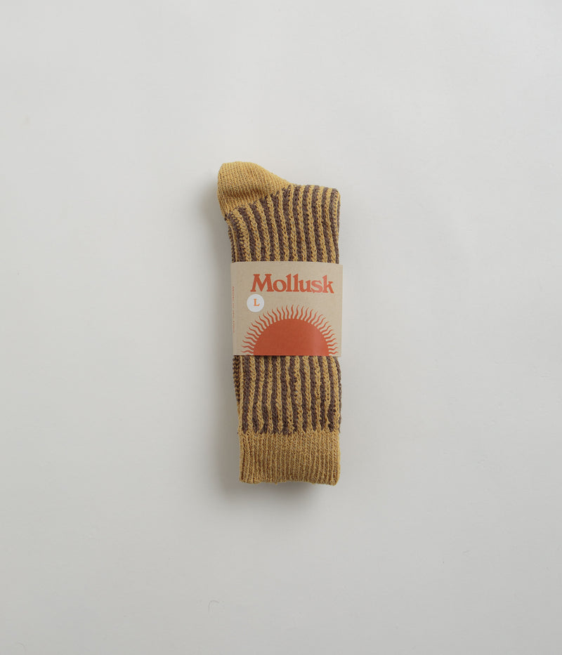 Mollusk Two Tone Rib Socks in Yellow