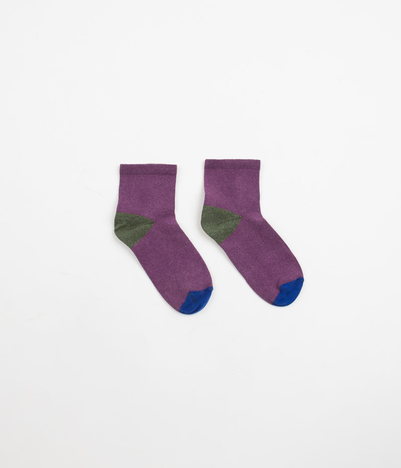 Mollusk Womens Color Block Socks in Huckleberry