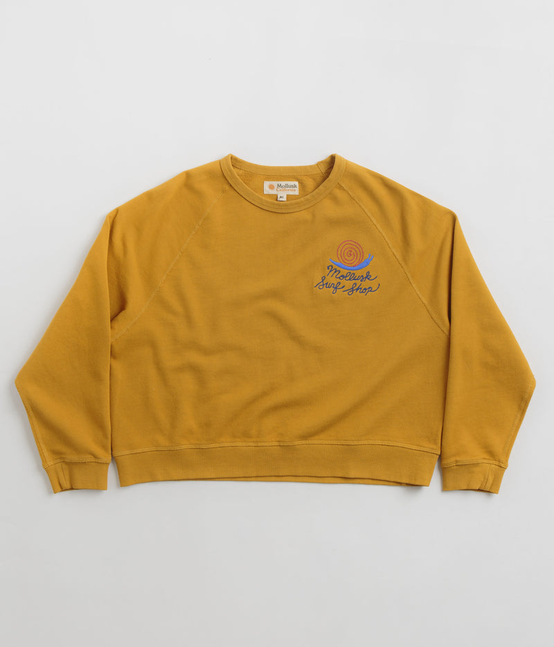 Mollusk Womens Snail Crewneck Sweatshirt in Mustard