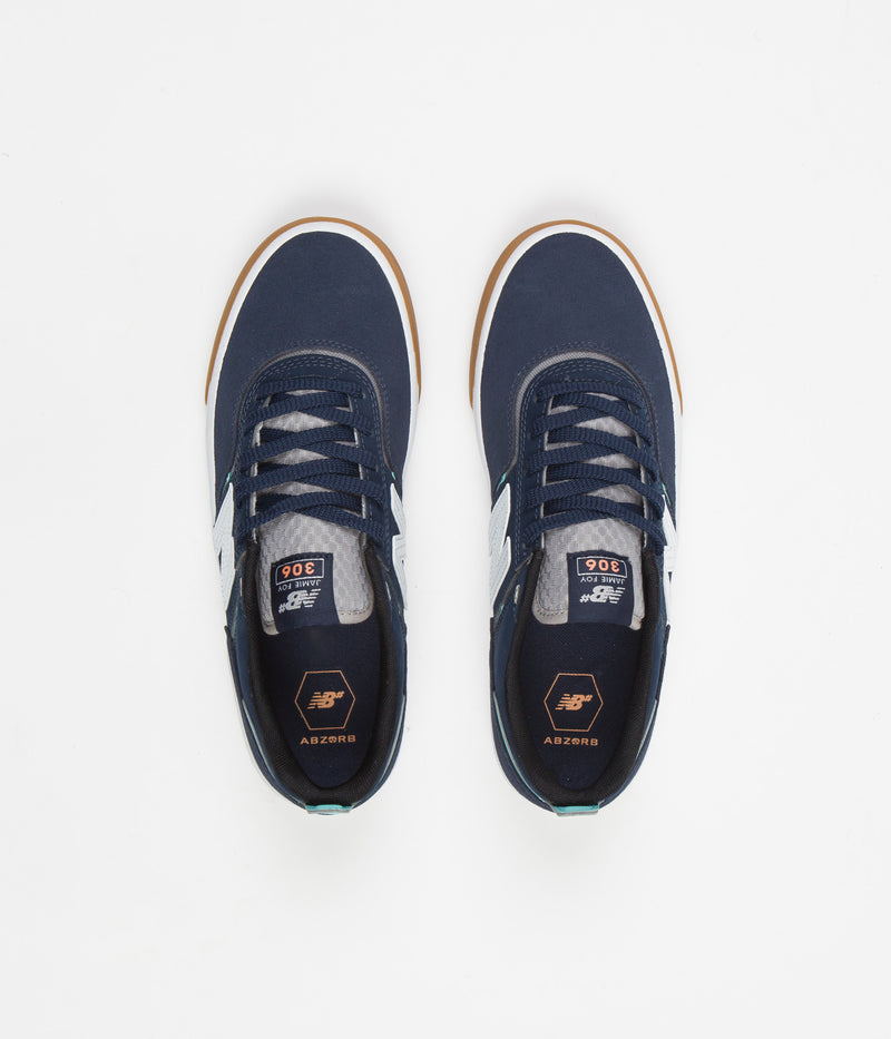 New Balance Numeric 306 Jamie Foy Shoes in Navy and White / Gum