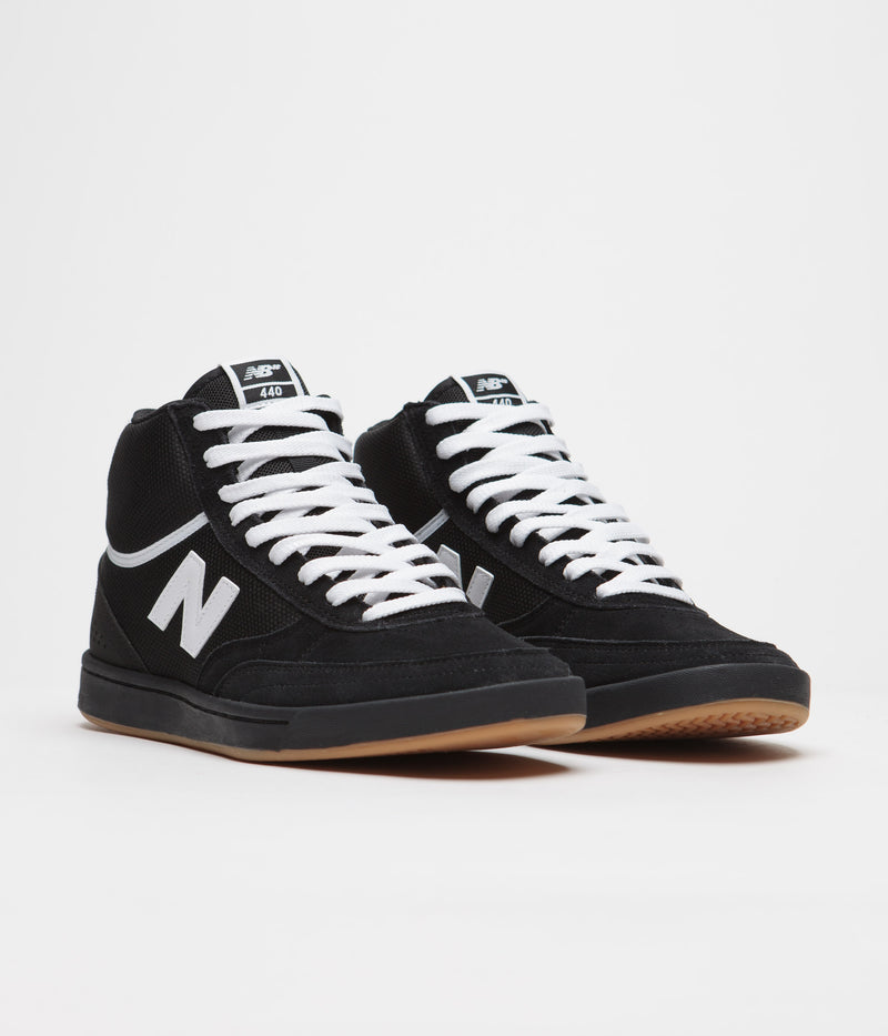 New Balance Numeric 440 Hi Shoes in Black and White / White