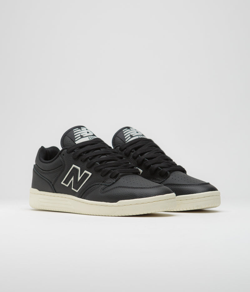 New Balance Numeric 480 Shoes in Black and Sea Salt