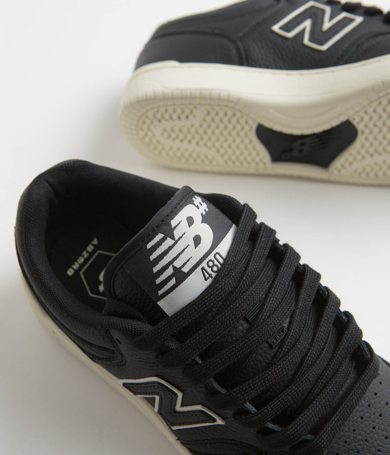 New Balance Numeric 480 Shoes in Black and Sea Salt