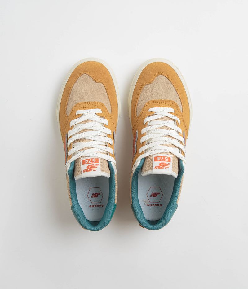 New Balance Numeric 574 Shoes in Wheat and Vintage Teal