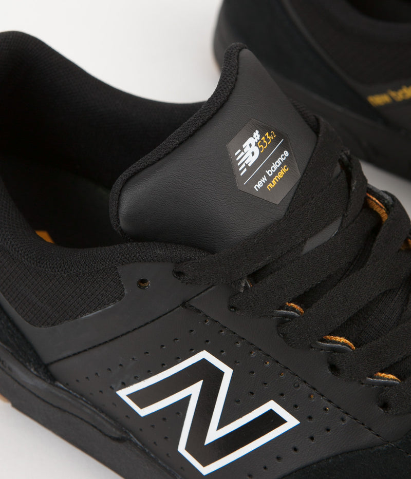 New Balance Numeric PJ Ladd 533 Shoes in Black and Gold Rush
