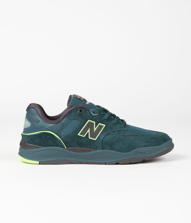 New Balance Numeric x Primitive 1010 Tiago Lemos Shoes in Deep Teal and Lime Green